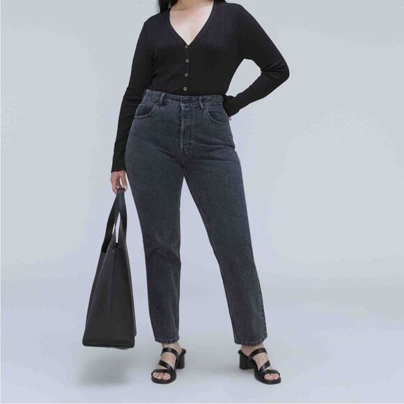 NWT Everlane The Curvy 90’s Cheeky Straight Jeans Washed Black Sz 31 - Picture 1 of 10